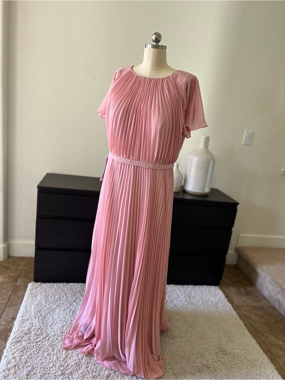 Azazie Pink Pleated Chiffon Maxi Dress
